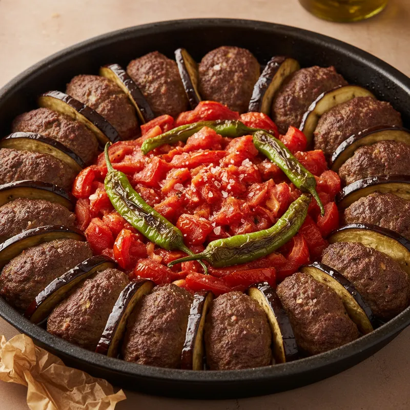 Patlıcanlı Tepsi Kebabı